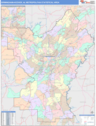 Birmingham-Hoover Metro Area Digital Map Color Cast Style